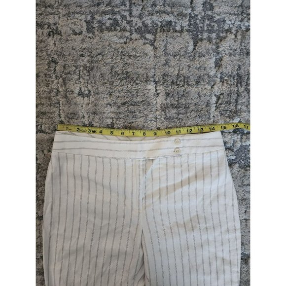 Ann Taylor Women's White Vertical Striped Linen-Blend Straight Leg Pants Size 6 - Picture 7 of 10